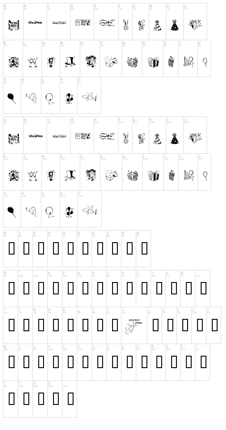 LCR Party Dings font map